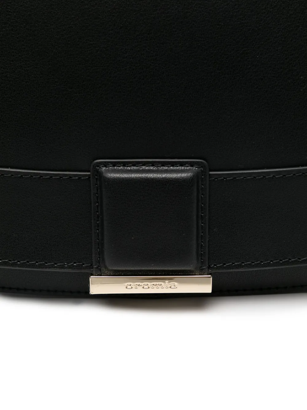 cromia Halvemaanvormige leren boekentas Zwart