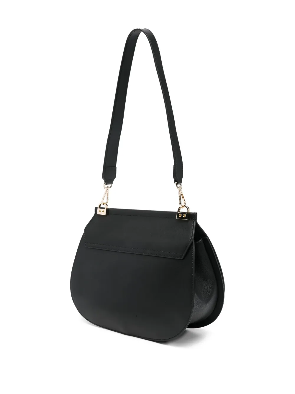 cromia Halvemaanvormige leren boekentas Zwart