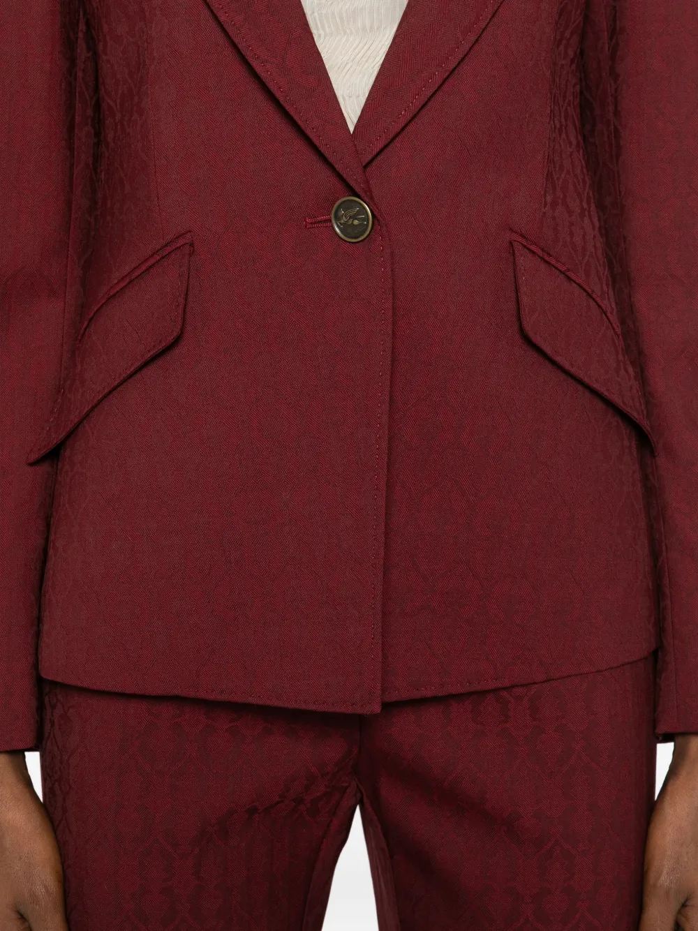 Etro Single-breasted Wool Sweater In Burgundy
