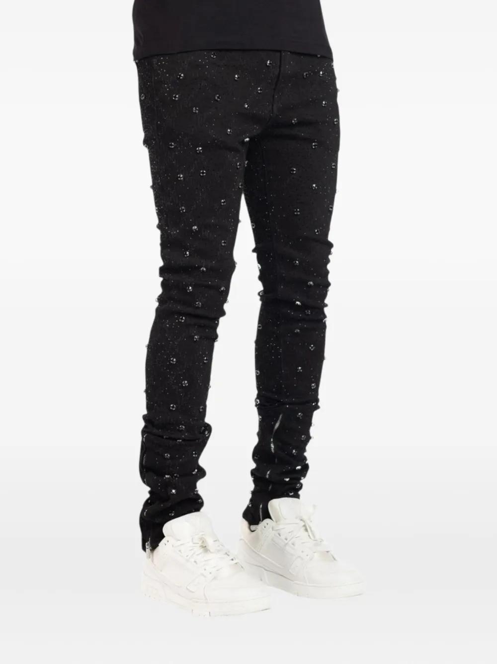 GUAPI embellished zip-detail jeans - Zwart