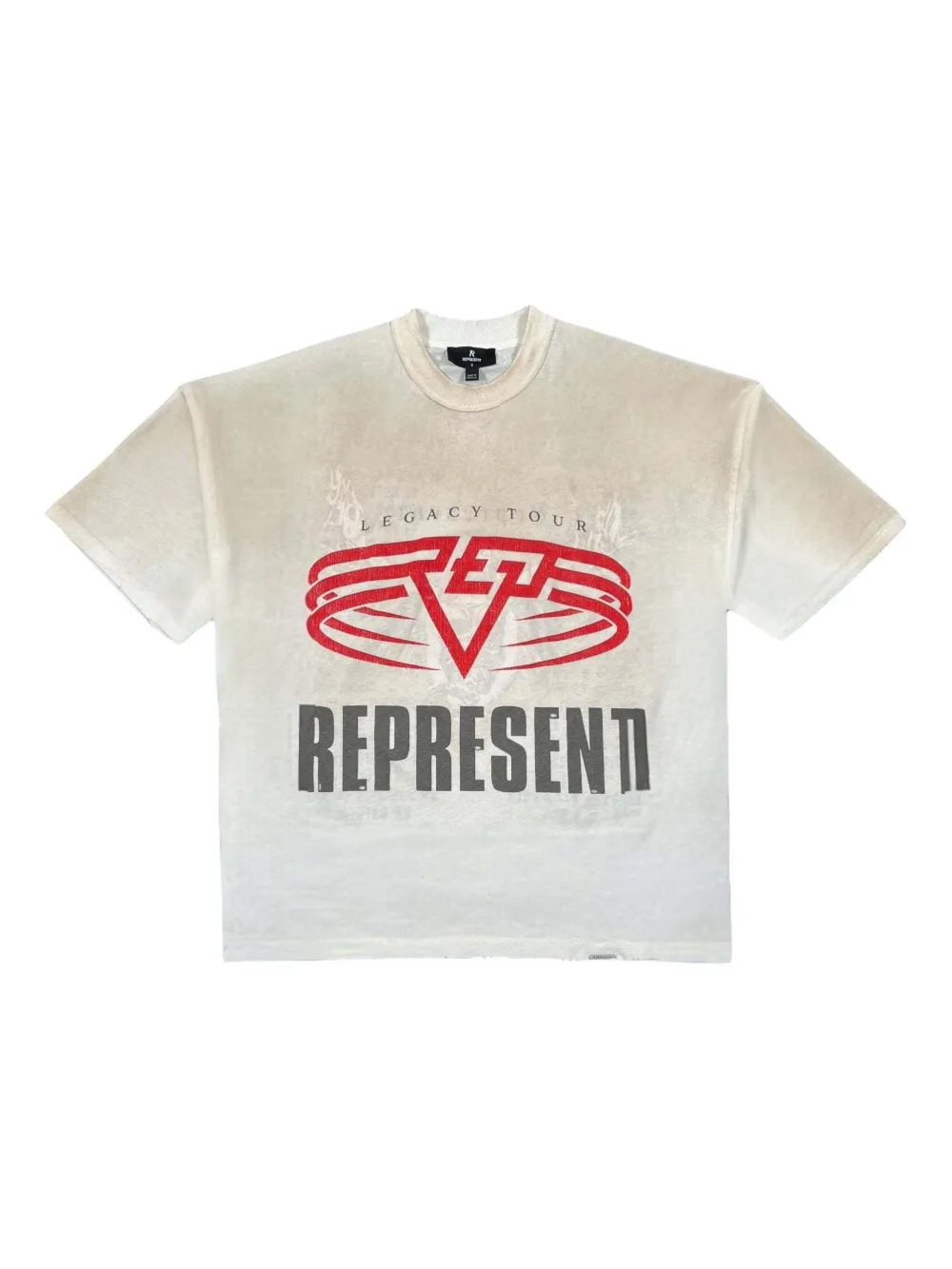 Represent Mens Washed Ecru Legacy Tour Graphic-print Short-sleeves Cotton Blend T-shirt In White