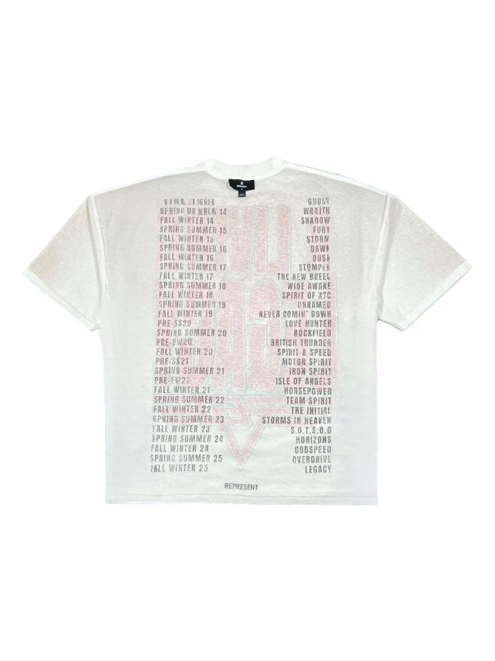 Represent Mens Washed Ecru Legacy Tour Graphic-print Short-sleeves Cotton Blend T-shirt In White