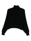 TWINSET roll-neck frayed-edge sweater - Black