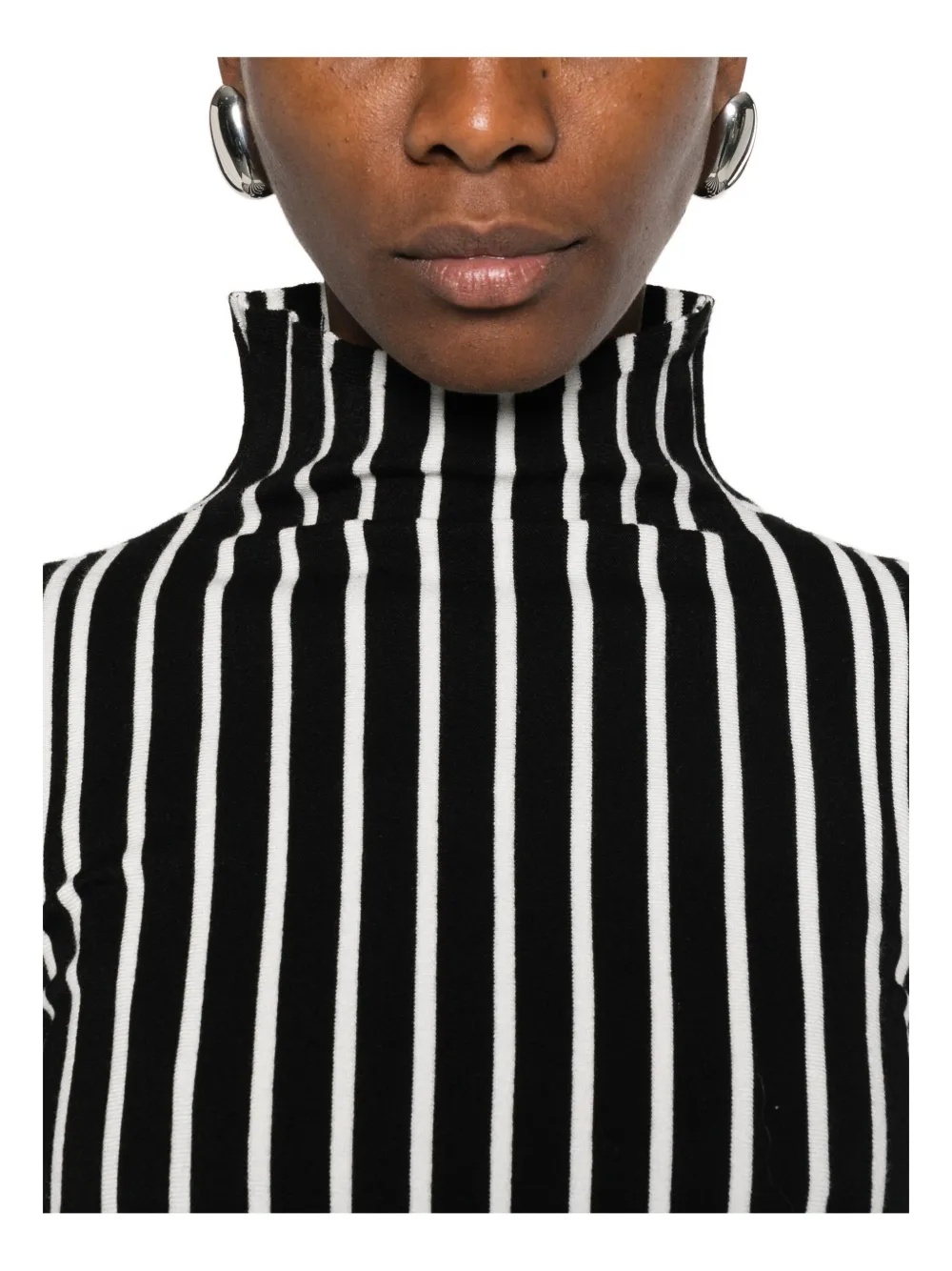 Twinset Ribbed Stripe Top In Black
