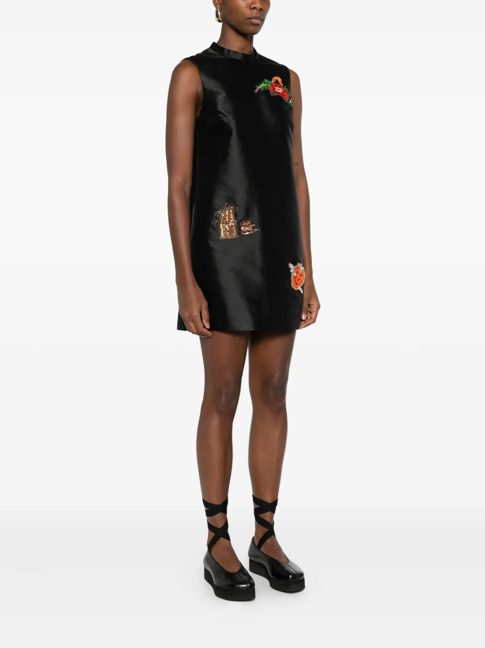 ALEMAIS Ginger mouwloze verfraaide mini-jurk Zwart