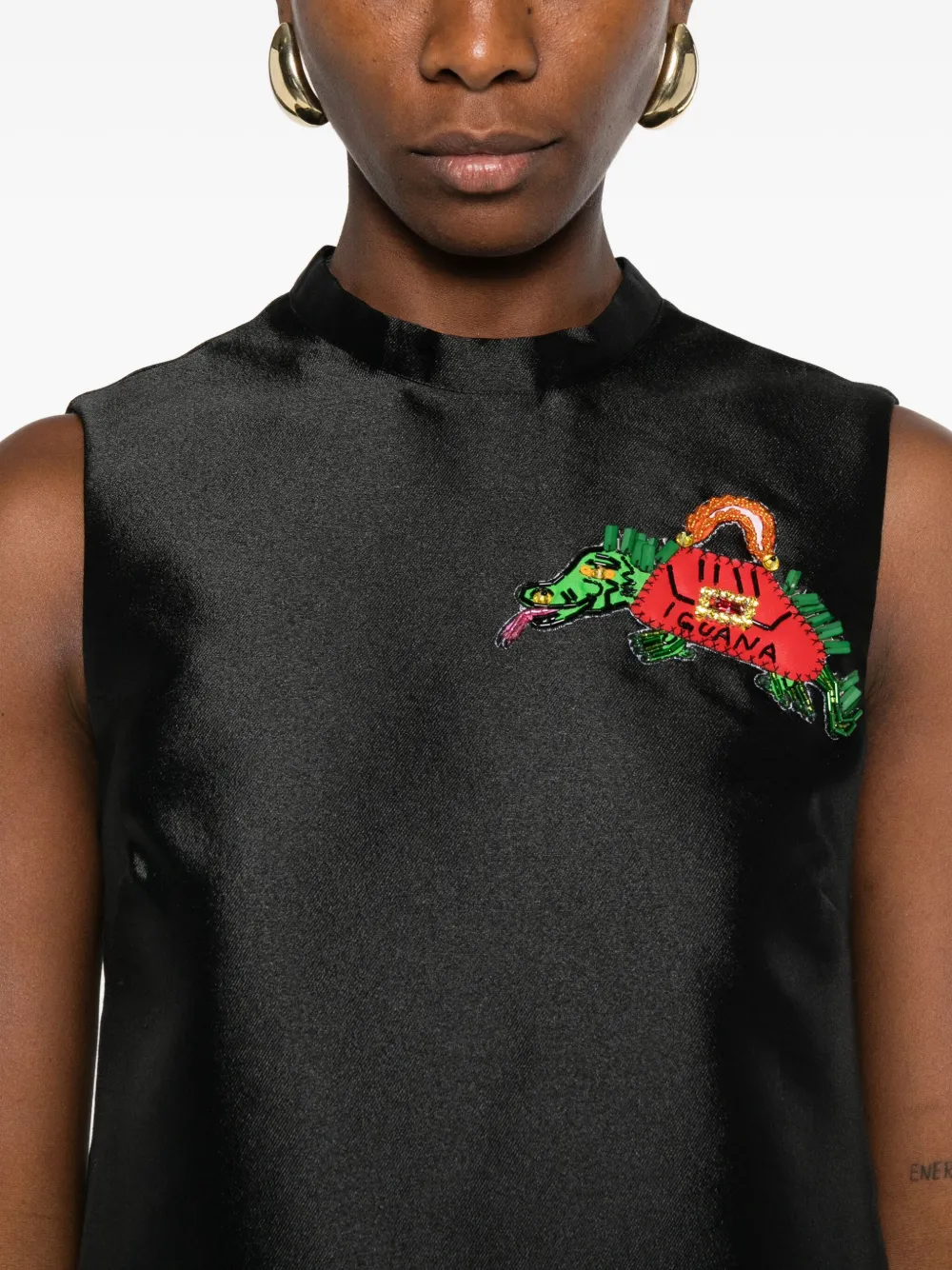 ALEMAIS Ginger mouwloze verfraaide mini-jurk Zwart