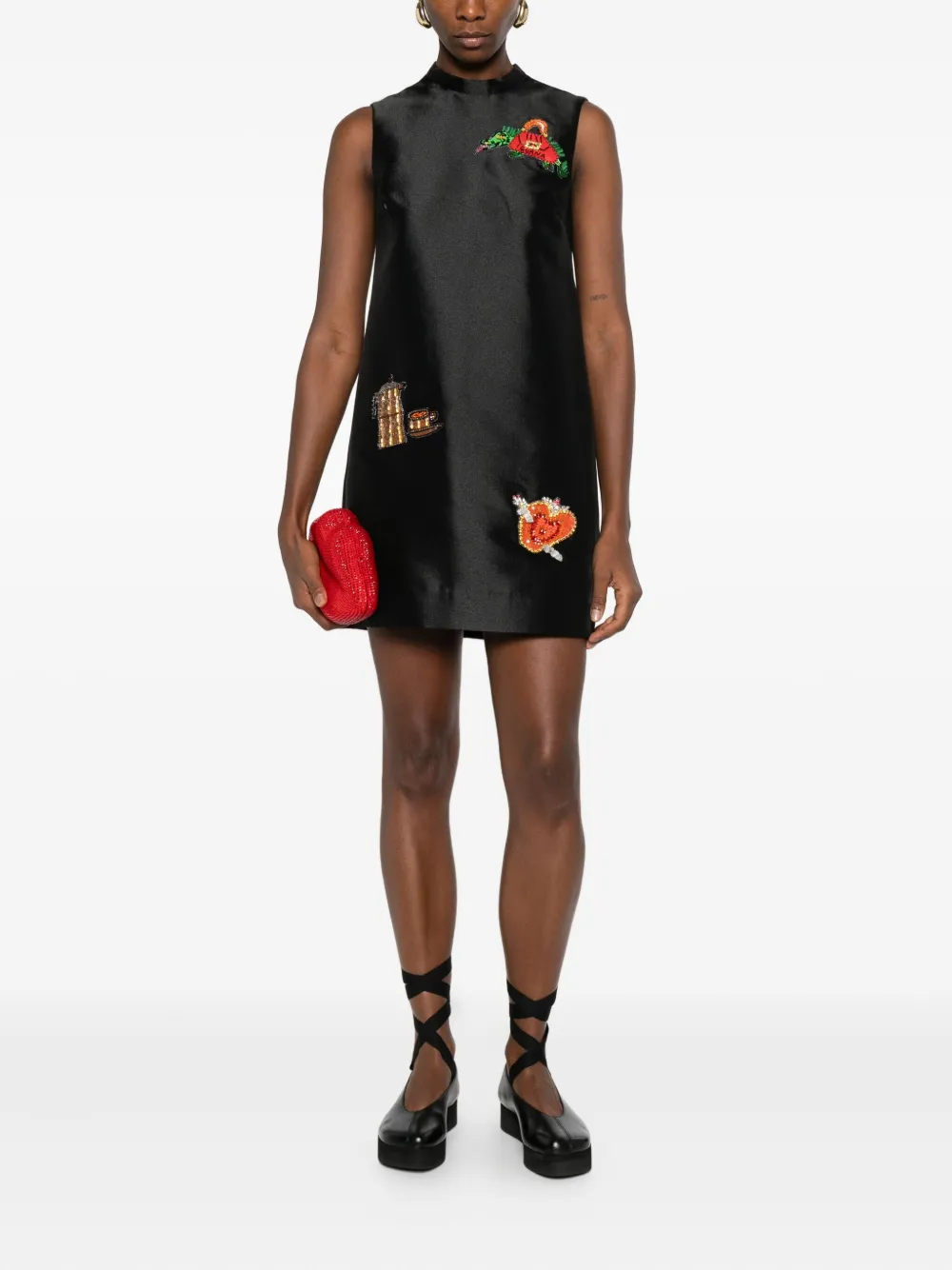 ALEMAIS Ginger embellished sleeveless mini dress - Zwart