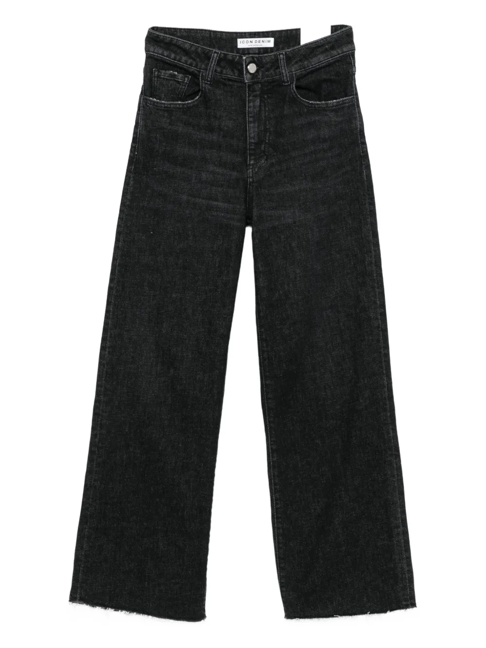 Icon Denim Angie Frayed-hem Jeans In Black