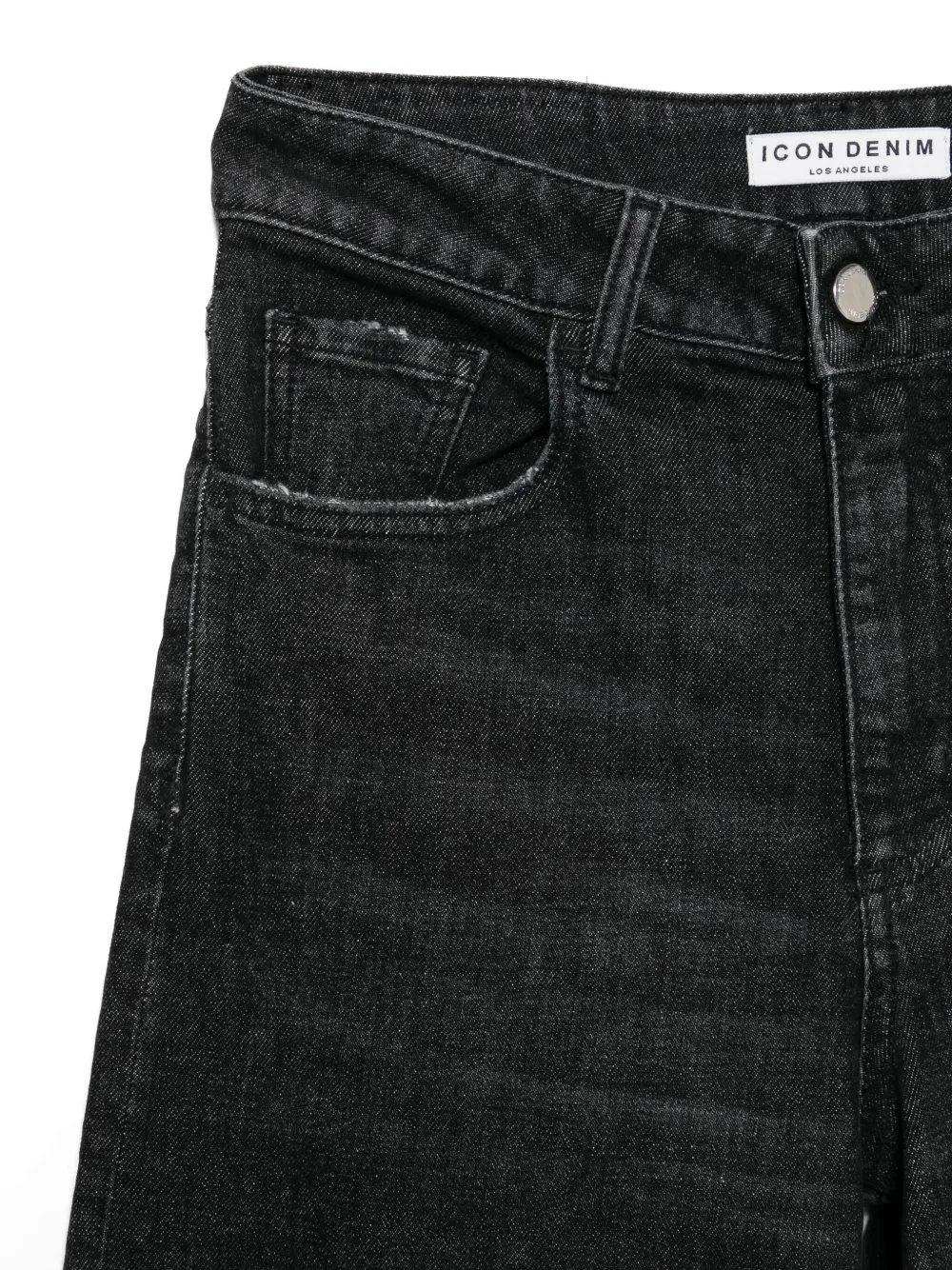 Icon Denim Angie Frayed-hem Jeans In Black