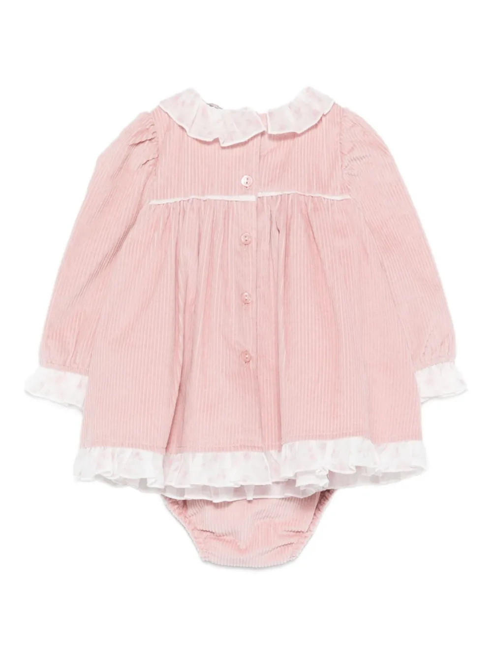 Monnalisa Ribfluwelen jurk met ruches - Roze