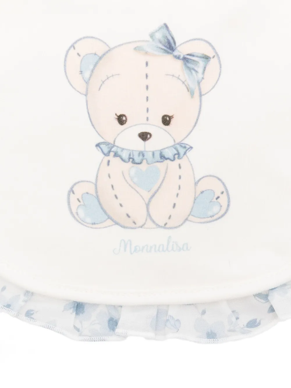 Monnalisa Slabbetje met teddy-print en ruches Wit