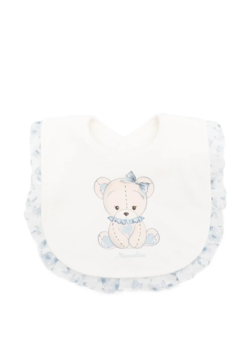 Monnalisa teddy-print ruffled bib | White | Image 1
