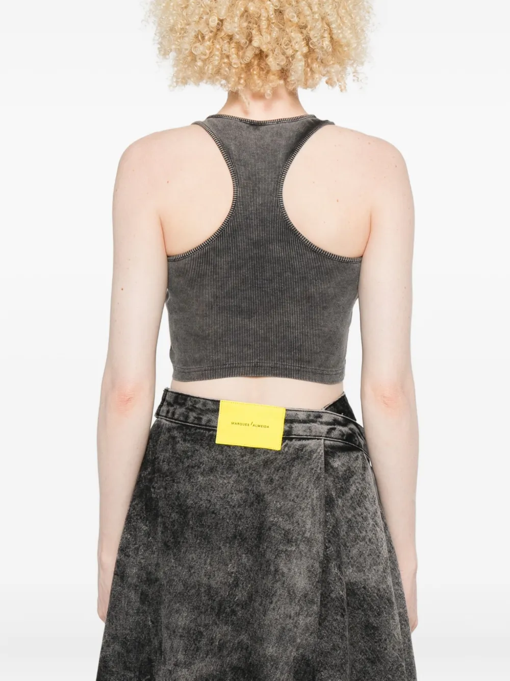 Off-white Logo-embroidered Crop Top In Gray
