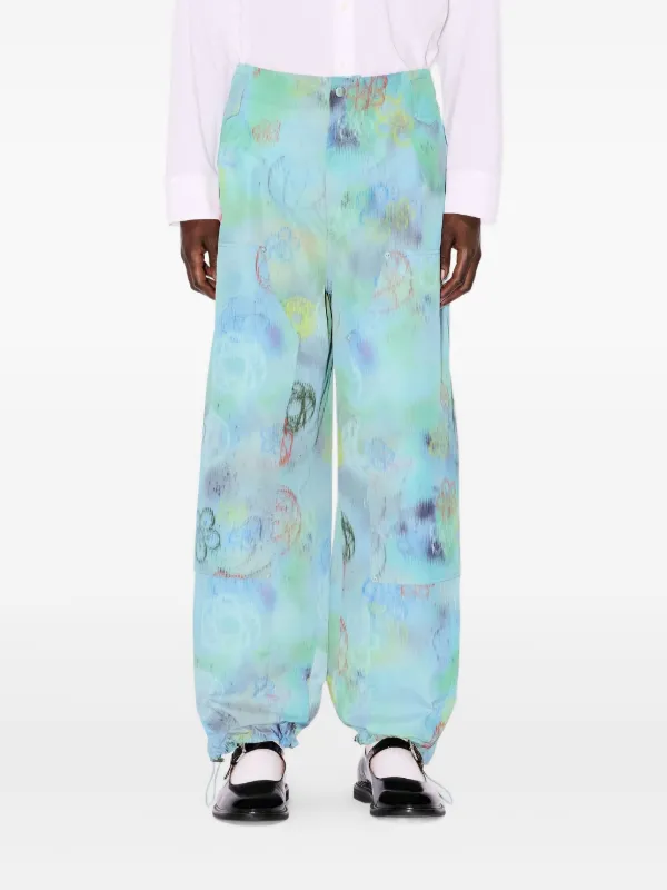 Kenzo x Futura 2000 floral-print Trousers | Blue | FARFETCH RO
