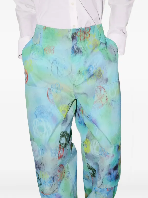 Kenzo x Futura 2000 floral-print Trousers | Blue | FARFETCH RO