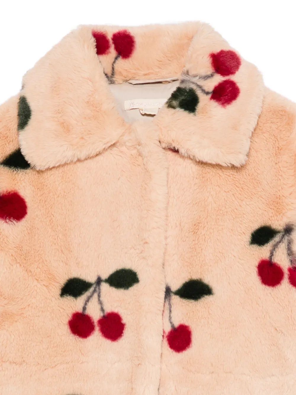 Konges Sløjd Cherry-motif Faux Fur Coat In Neutral