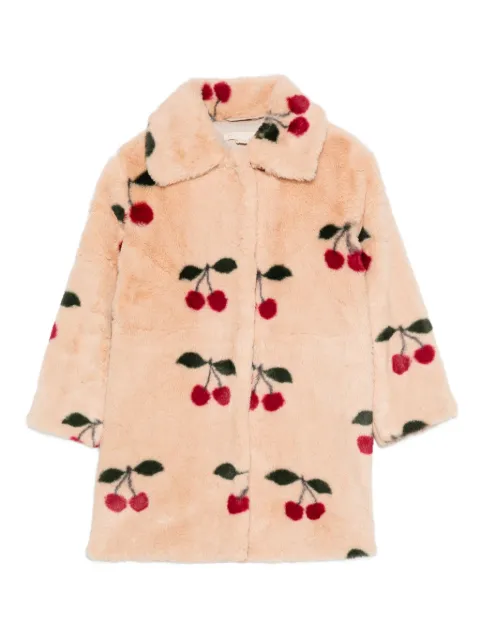 Konges Sløjd cherry-motif faux fur coat