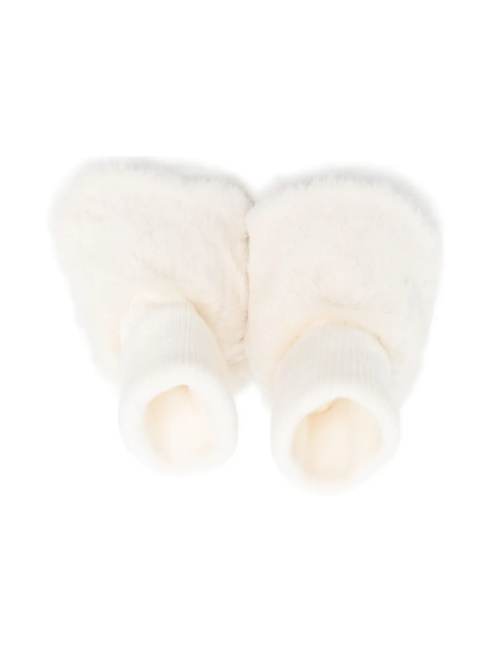 Tartine Et Chocolat Slippers met geribbelde manchetten van imitatiebont Wit