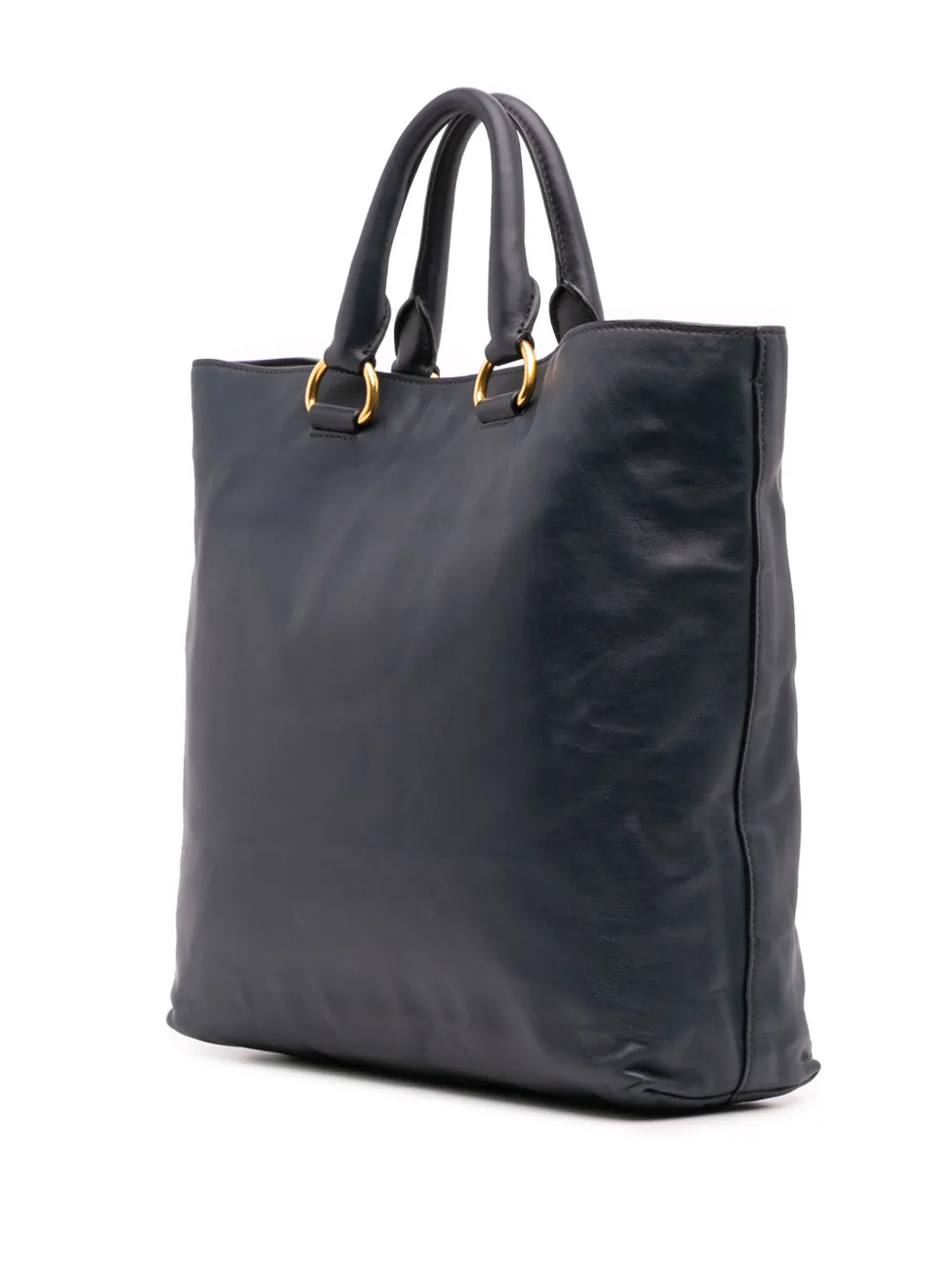 Pre-owned Prada 2000-2025 Soft Calf Open Convertible Tote Satchel In Blue