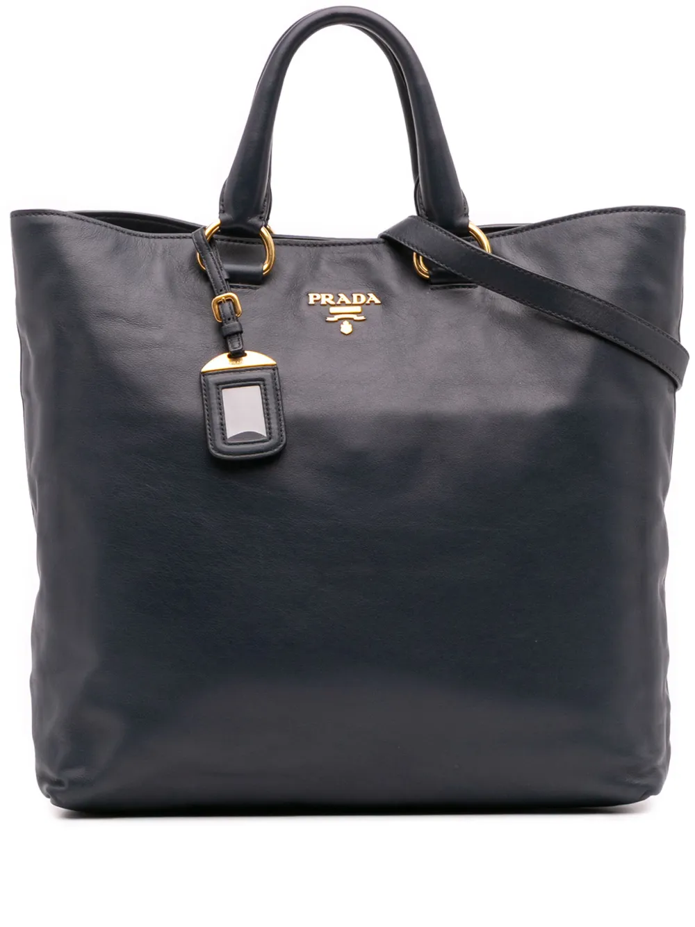 Prada Pre-Owned 2000-2025 Soft Calf Open Convertible Tote satchel | Blue | Image 1