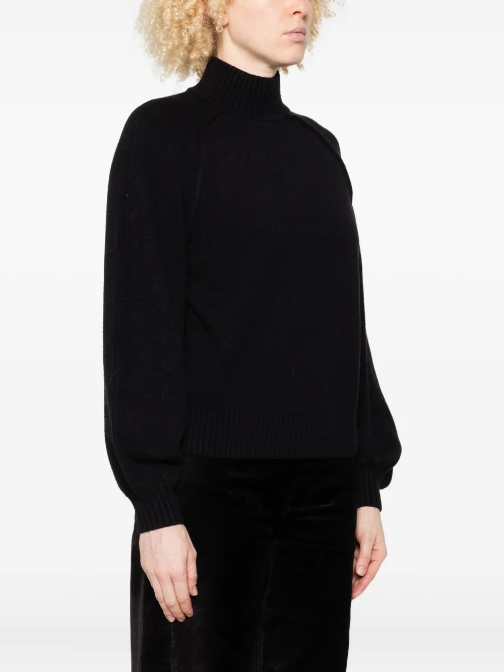 TWINSET Trui met ballonmouwen en hoge hals Zwart