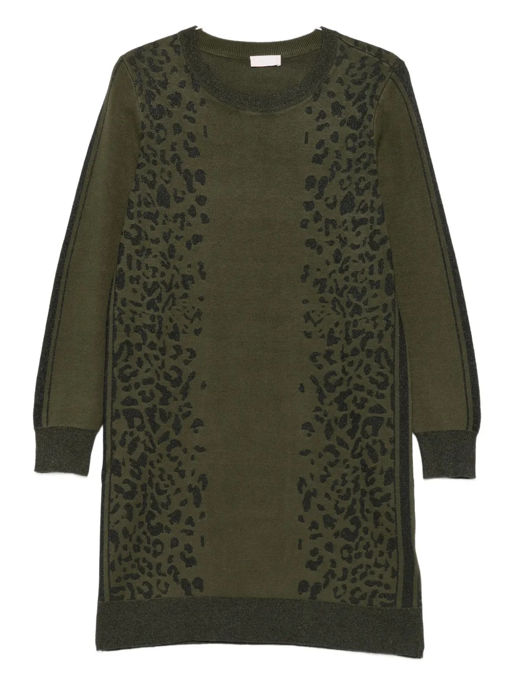 Liu •jo Animal-pattern Knitted Mini Dress In Green