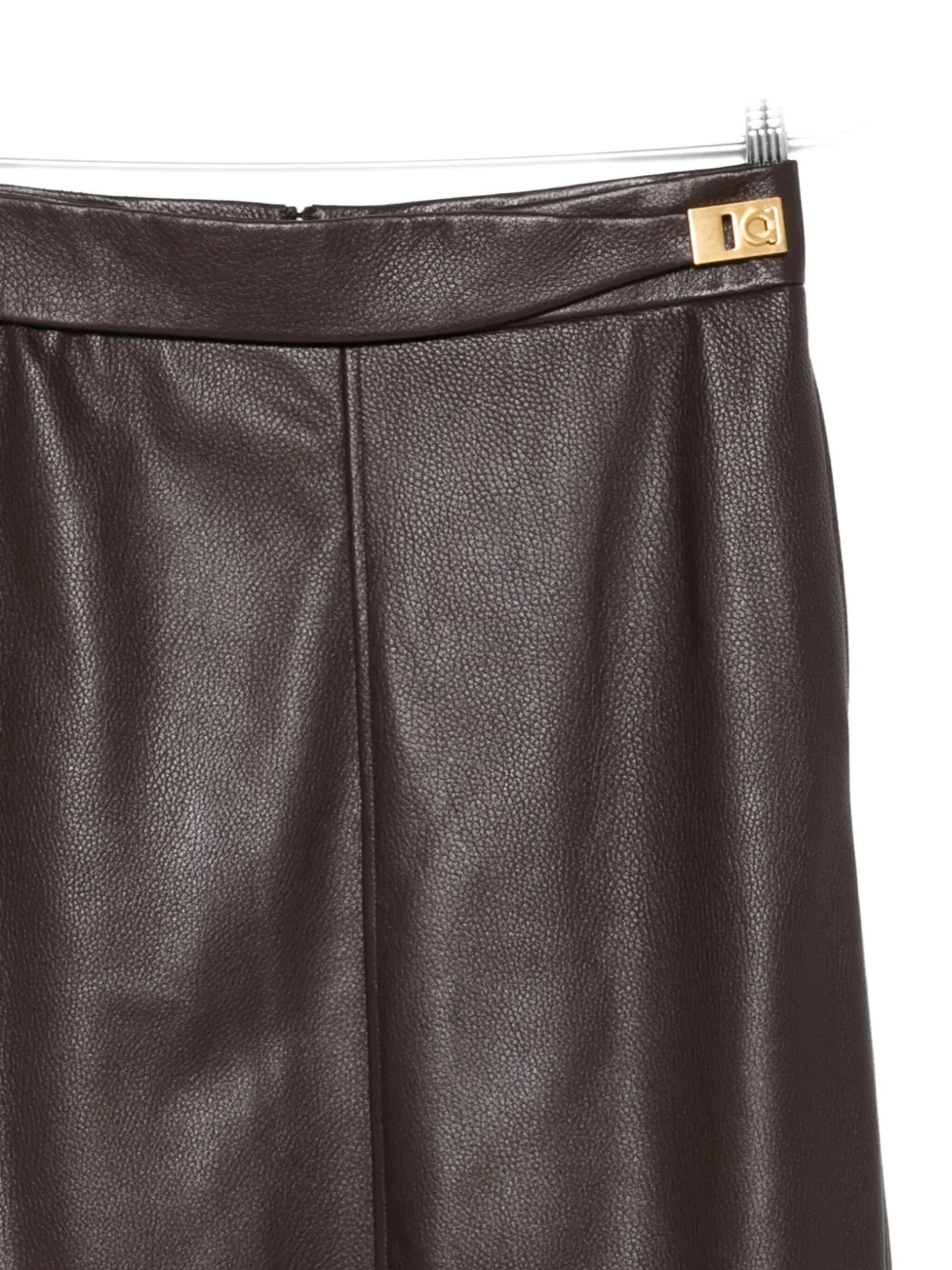 Ferragamo Textured-leather Buckled Skirt In Brown