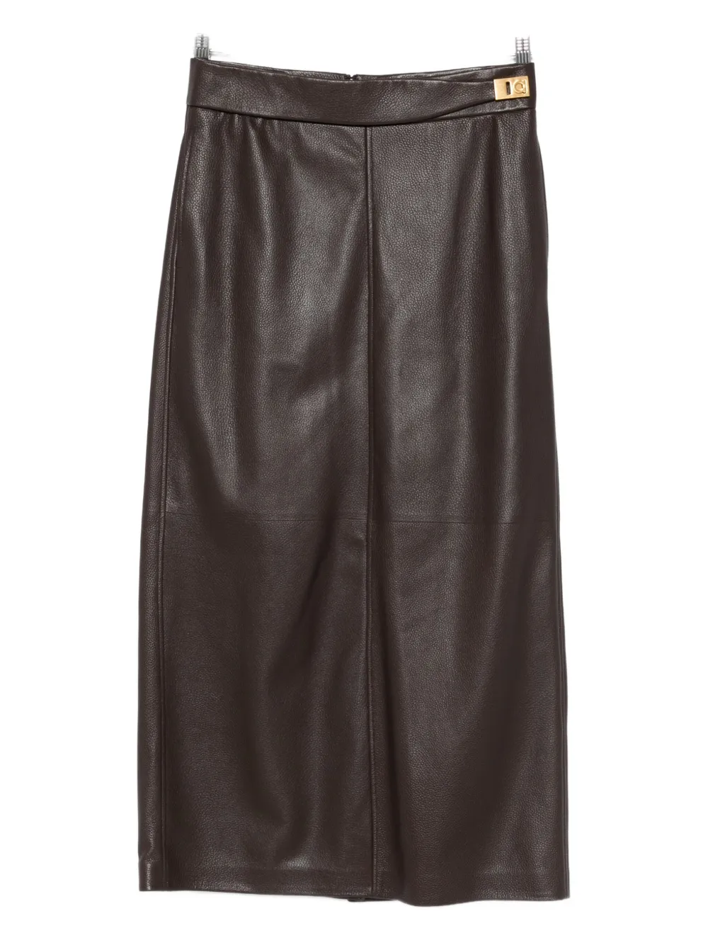 Ferragamo textured-leather buckled skirt | Brown | Image 1