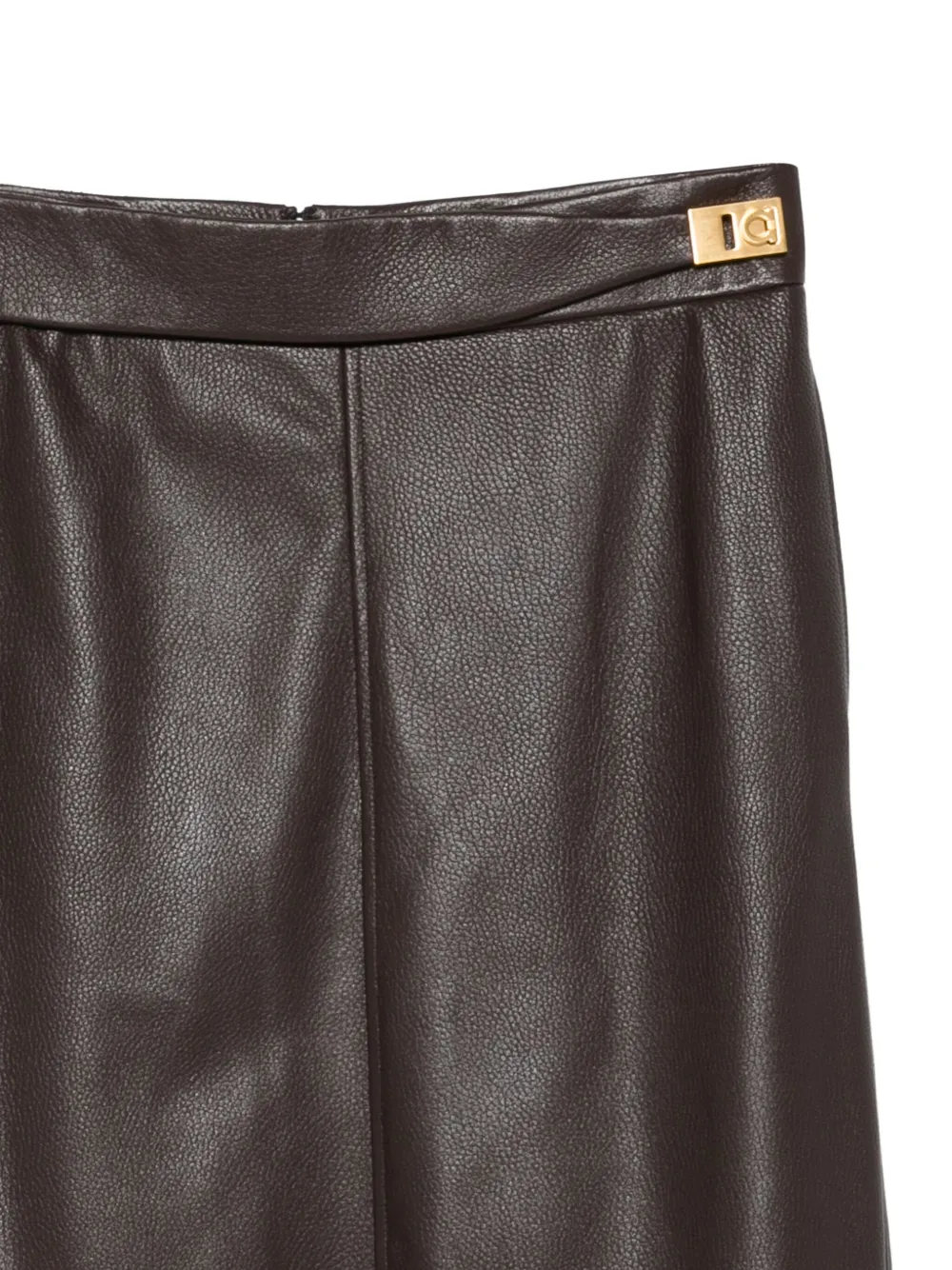 Ferragamo Leren rok met gesp en textuur Bruin
