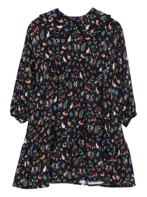 Il Gufo cat-print ruffled dress