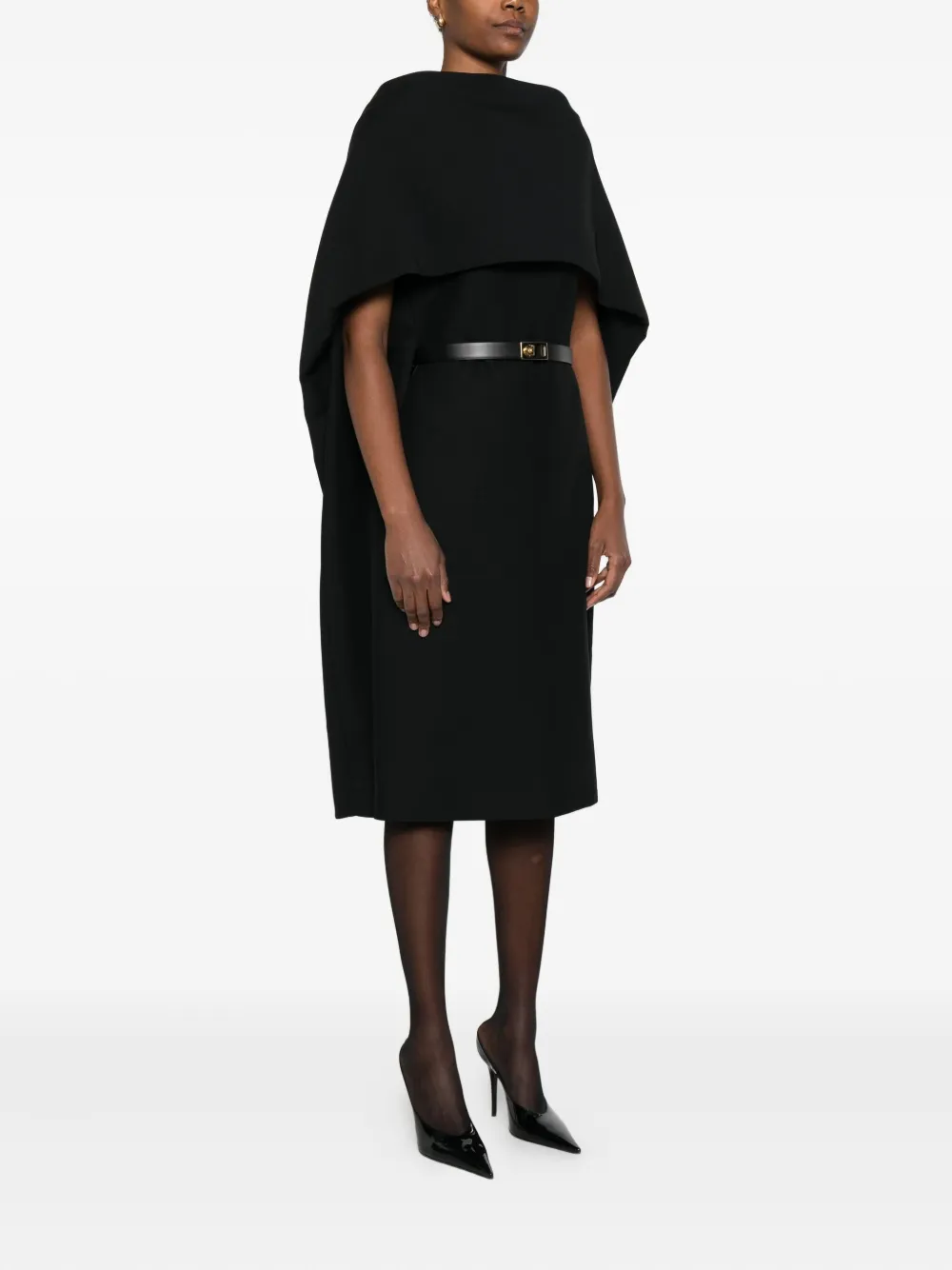 Ferragamo Kleid Mit Cape-ärmeln In Black
