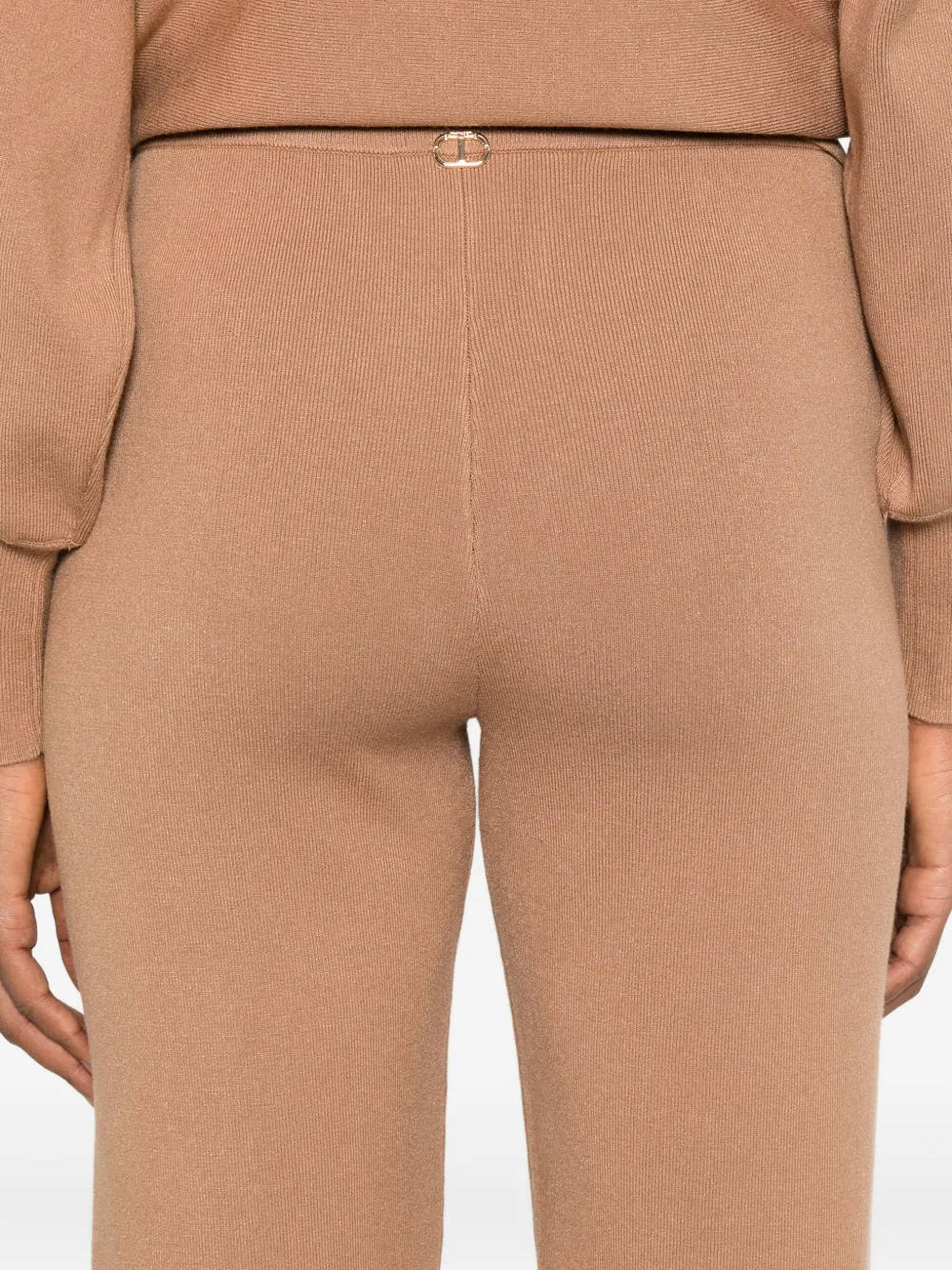 Twinset Relaxed Fit Trousers With Drawstring Waist In Brown