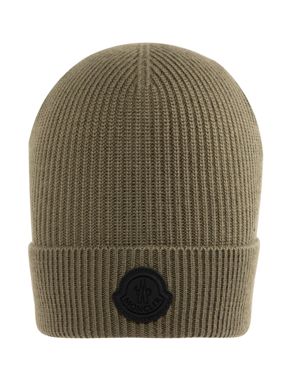 Moncler ribbed logo-patch beanie | Green | Image 1