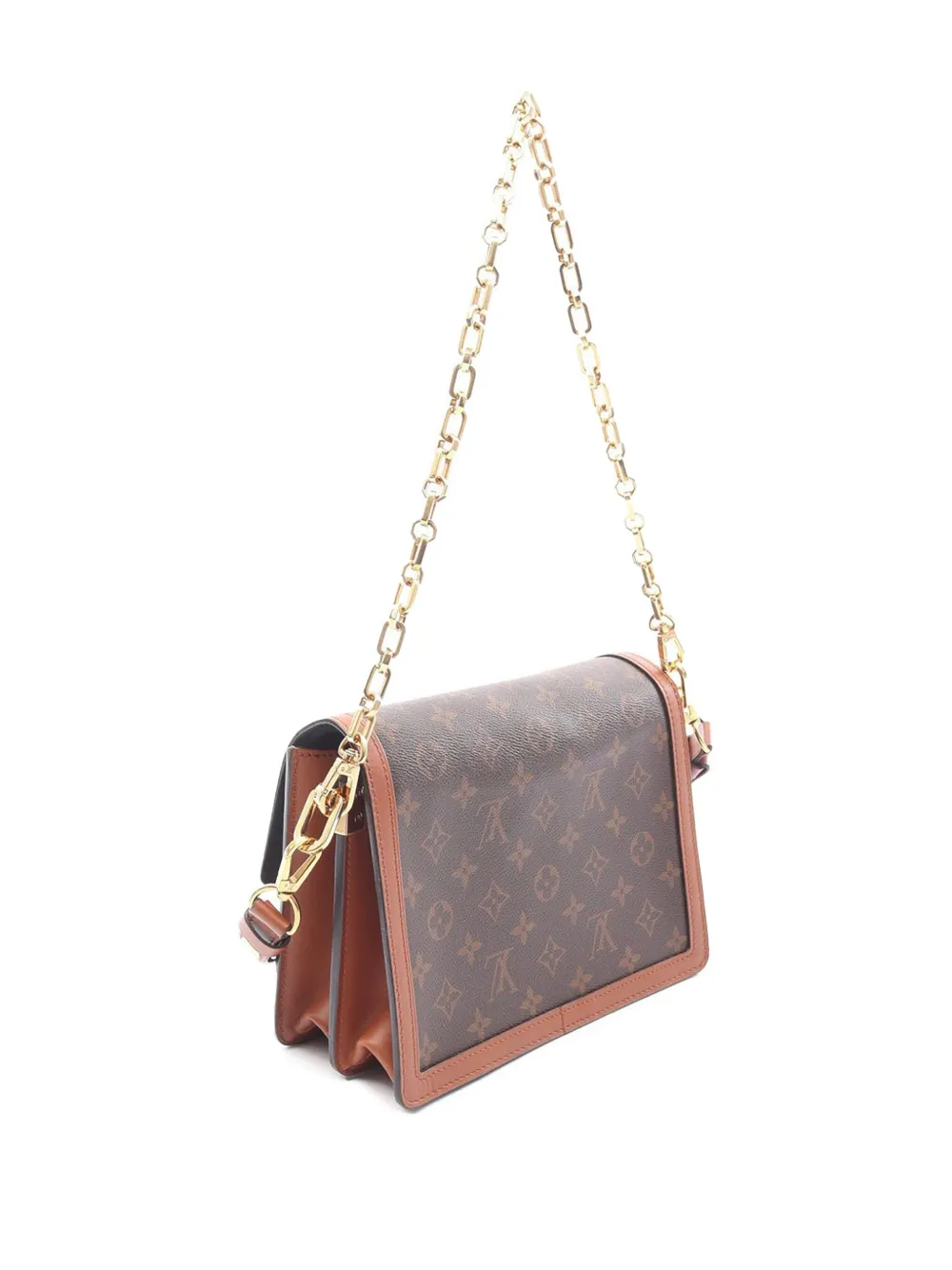 Pre-owned Louis Vuitton 2019 Monogram Reverse Dauphine Mm Satchel In Brown