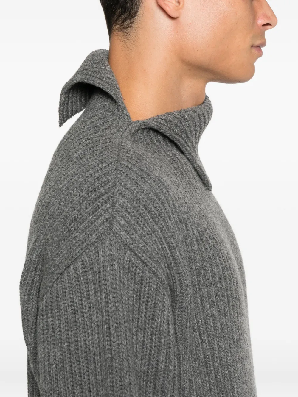 Jil Sander Geribbelde trui met hoge hals Grijs