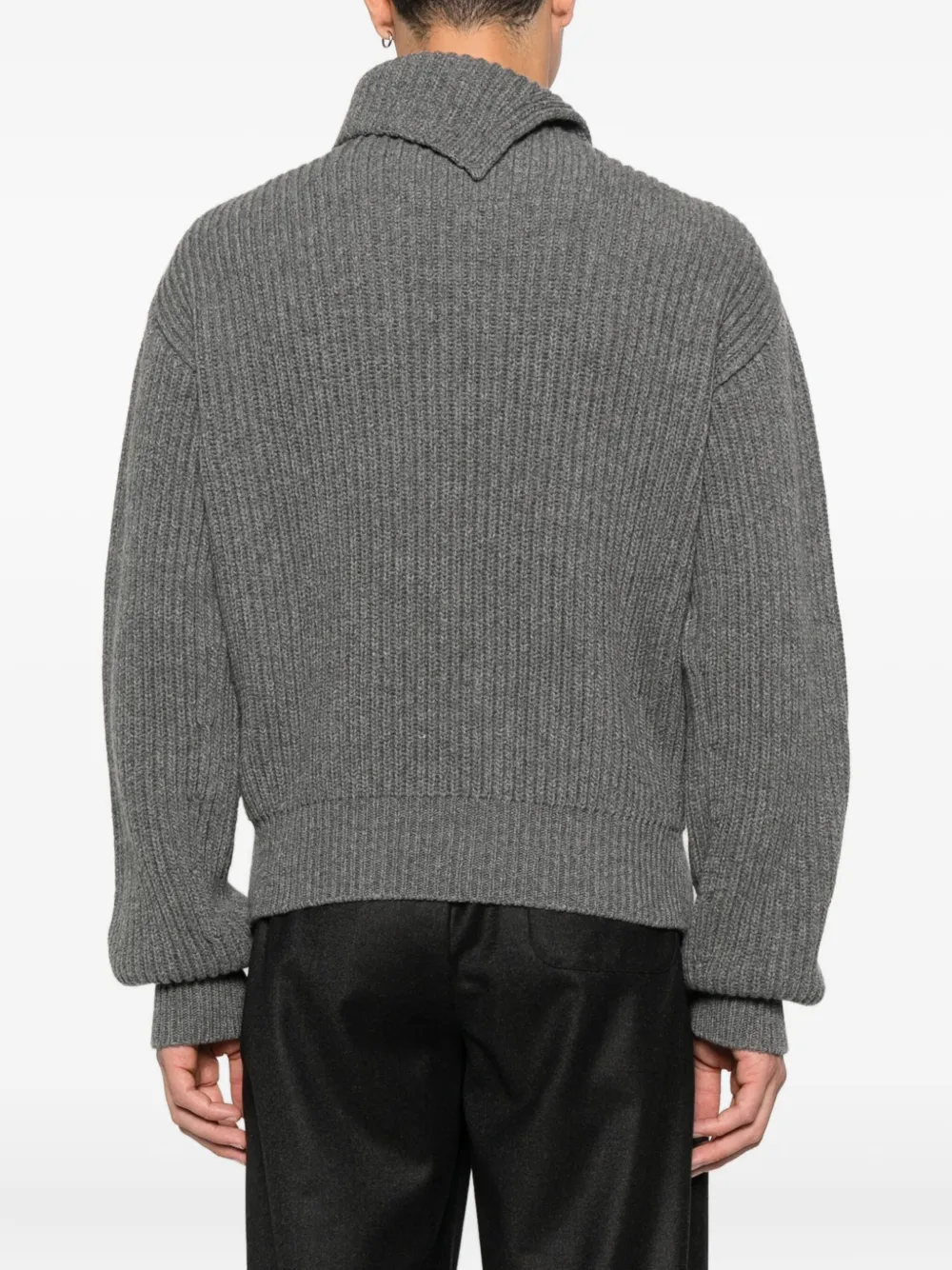 Jil Sander Geribbelde trui met hoge hals Grijs