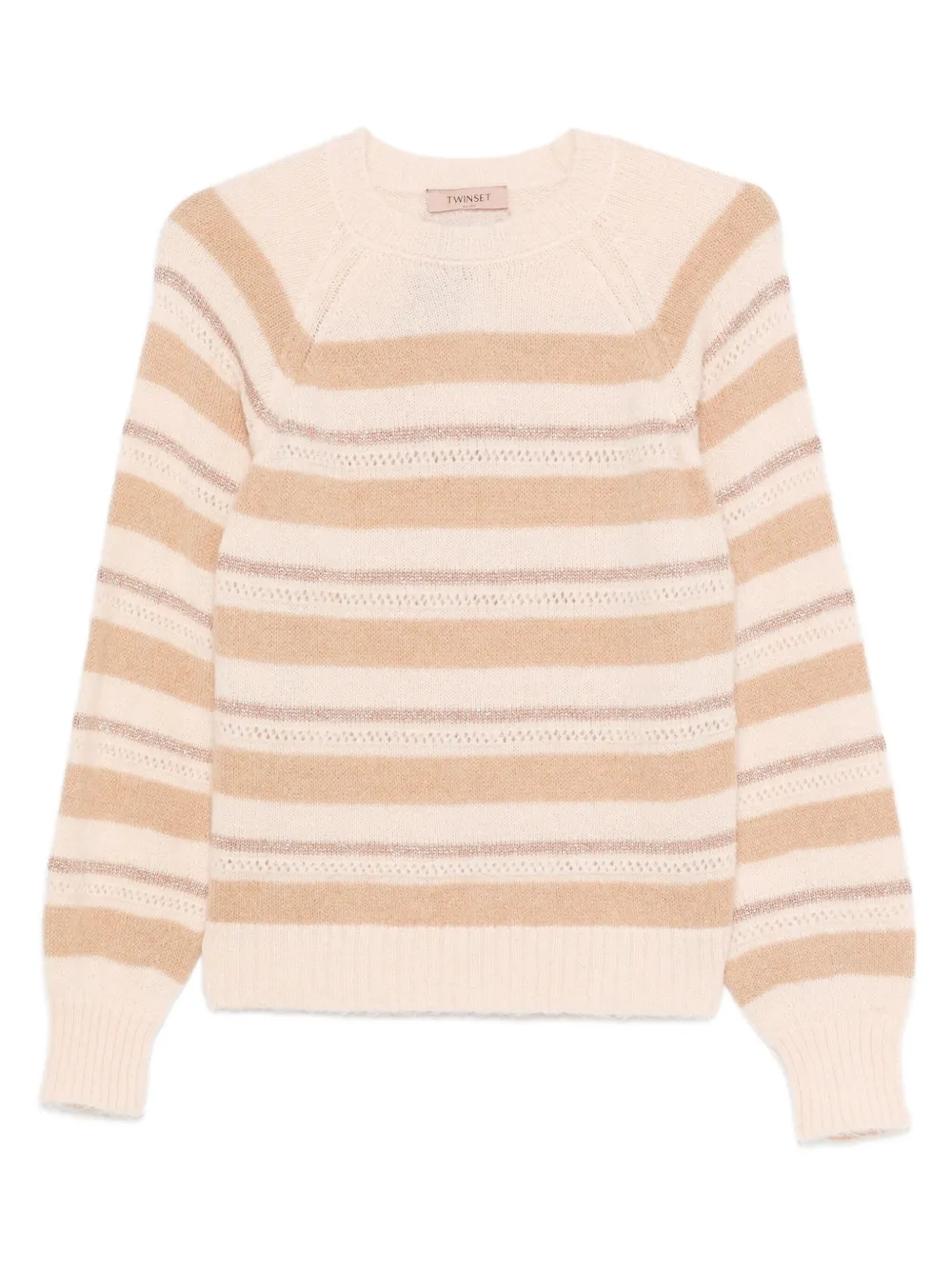 TWINSET striped lurex-detail sweater - Nude
