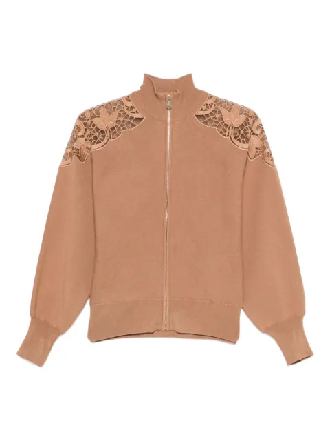 TWINSET lace-insert zip-up jacket 