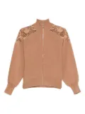 TWINSET lace-insert zip-up jacket - Neutrals
