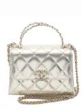CHANEL Pre-Owned 2021-2025 Mini CC Metallic Lambskin Top Handle Flap satchel - Gold