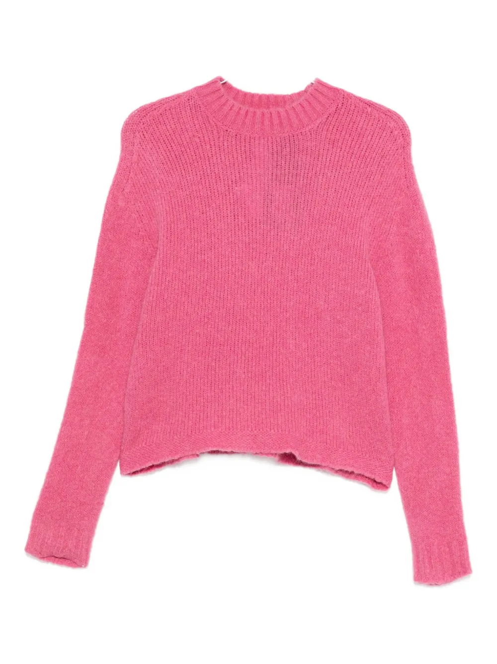 Twinset Pink Ribbed Knit Sweater With Cropped Hem In Pink