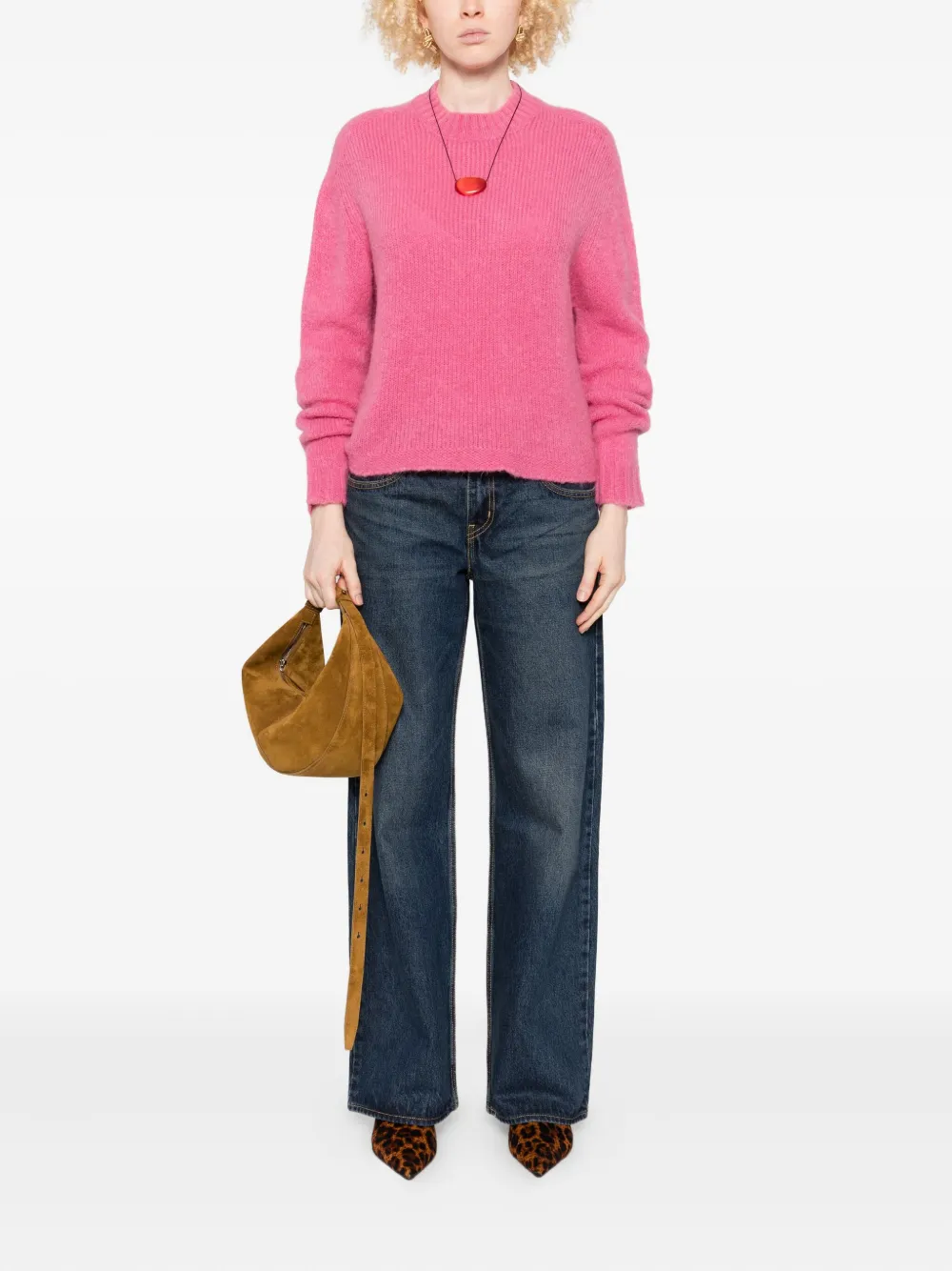 Twinset Pink Ribbed Knit Sweater With Cropped Hem In Pink