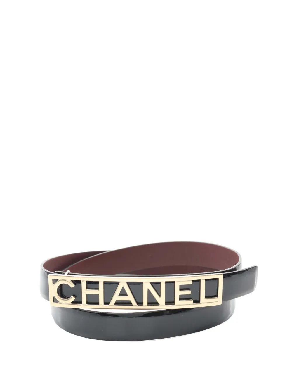CHANEL Pre-Owned 2015 パテント ロゴバックル ベルト - ブラック CHANEL Pre-Owned 2015 パテント ロゴバックル ベルト - ブラック