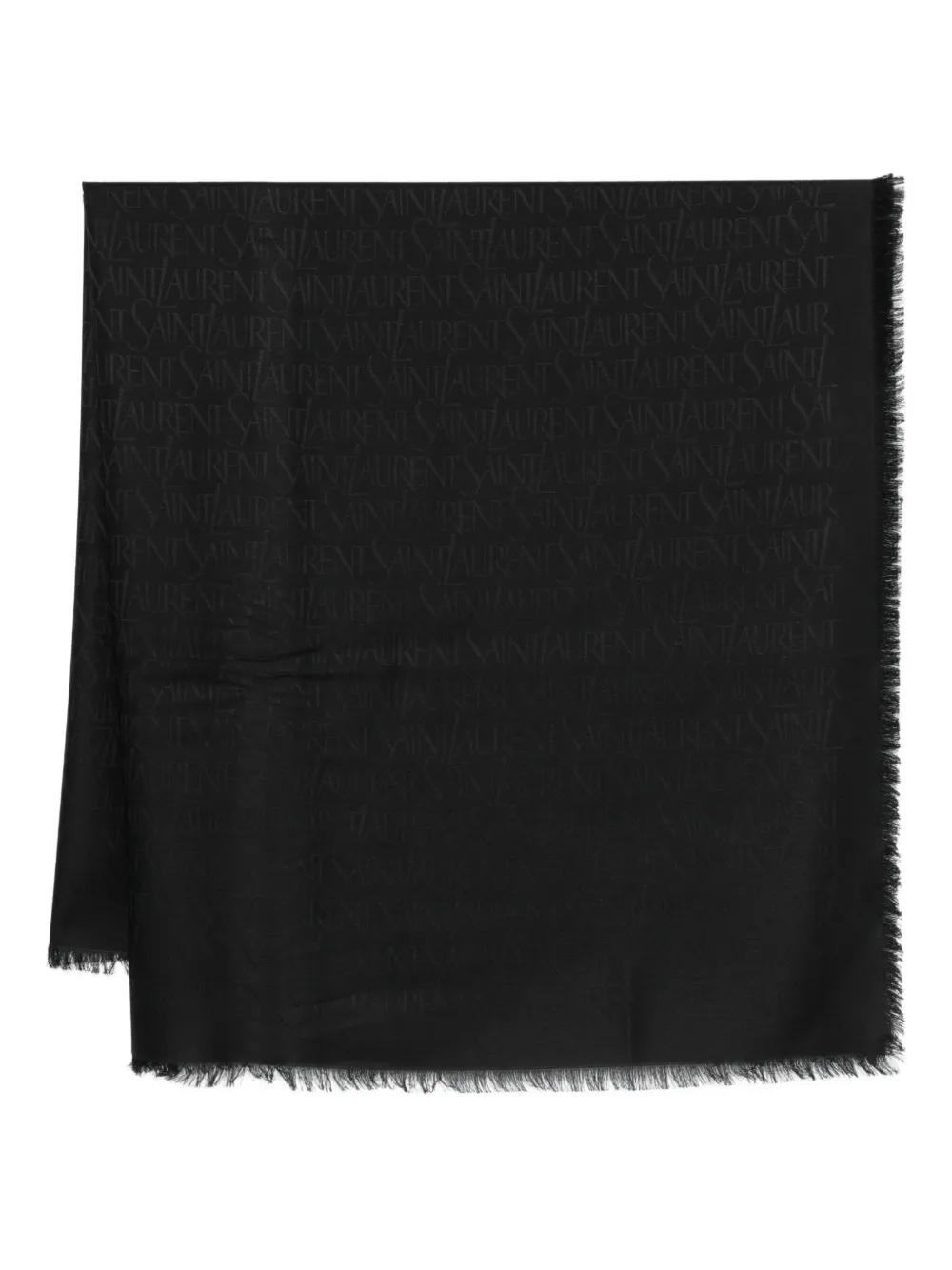 Saint Laurent fringed logo scarf | Black | Image 1