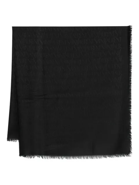 Saint Laurent fringed logo scarf