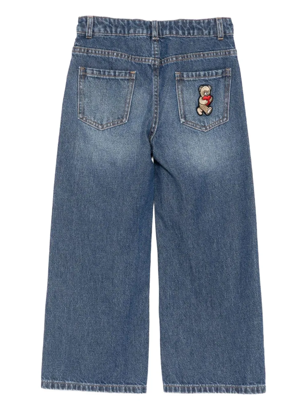 Moschino Kids Broek met teddy-applicatie Blauw