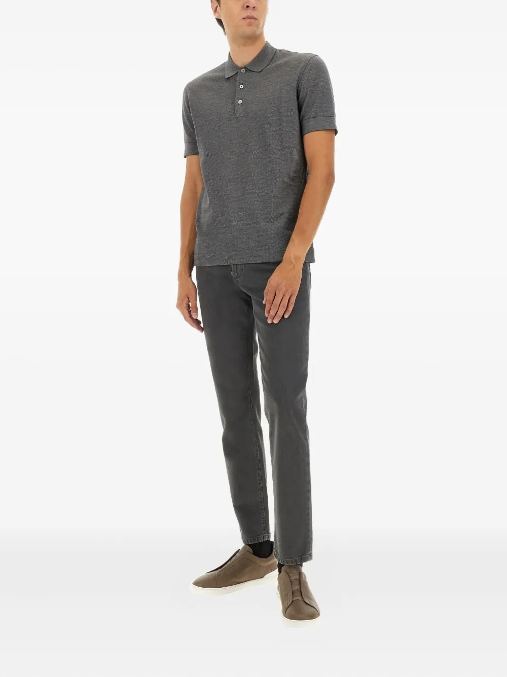 Zegna buttoned polo shirt - Grijs