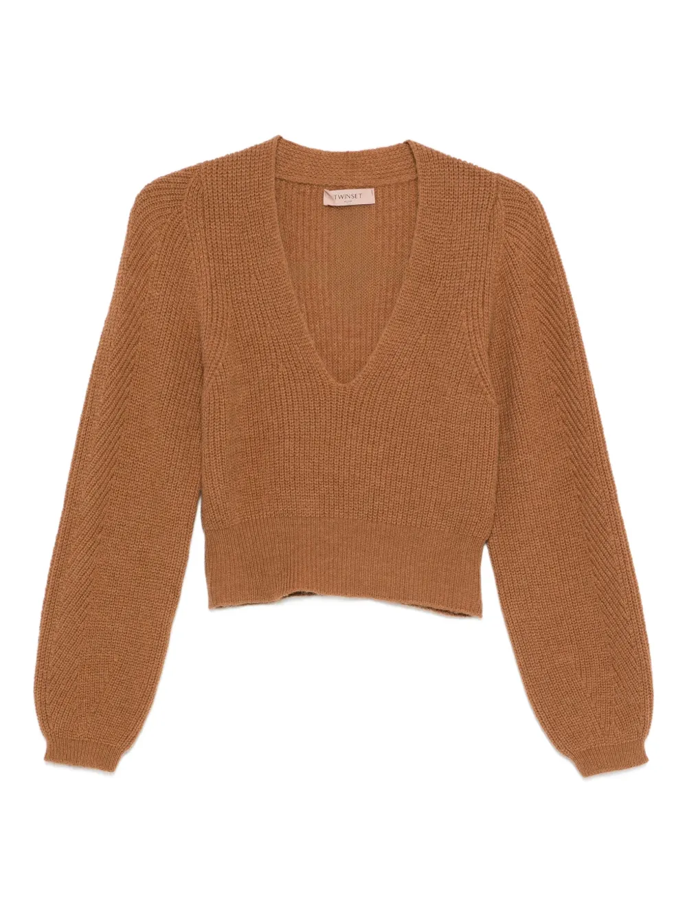 TWINSET V-neck balloon-sleeve sweater - Marrone