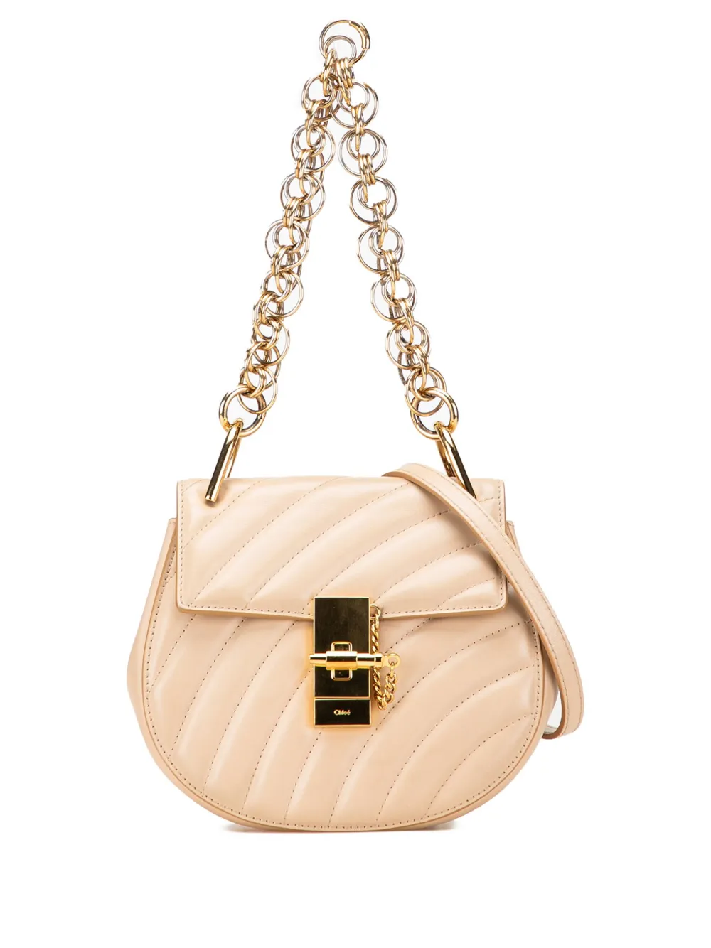 Pre-owned Chloé 2010-2025 Mini Leather Drew Bijou Satchel In Brown