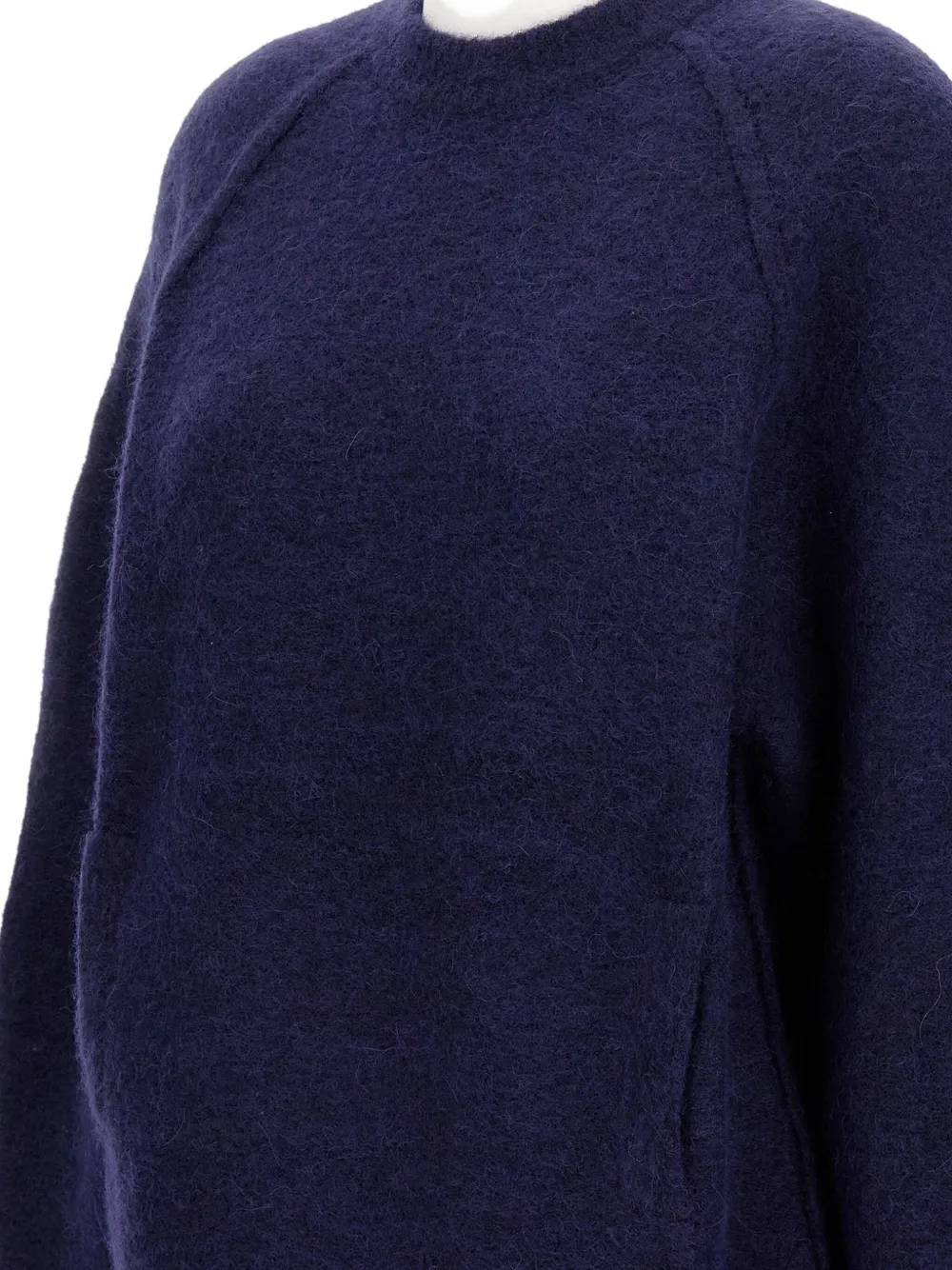 Jejia Fluffy Crew-neck Sweater In Blue